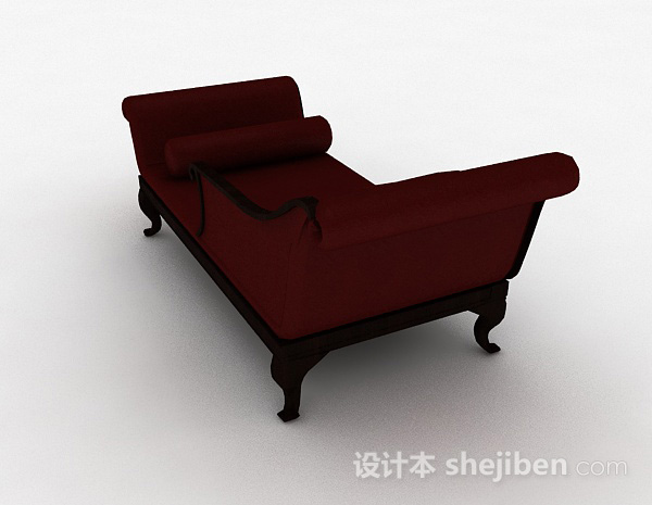 设计本欧式红色沙发躺椅3d模型下载