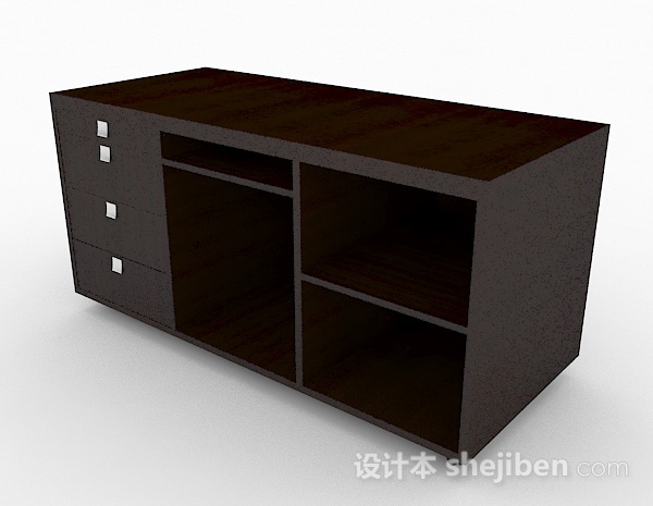 现代风格简约棕色柜子3d模型下载