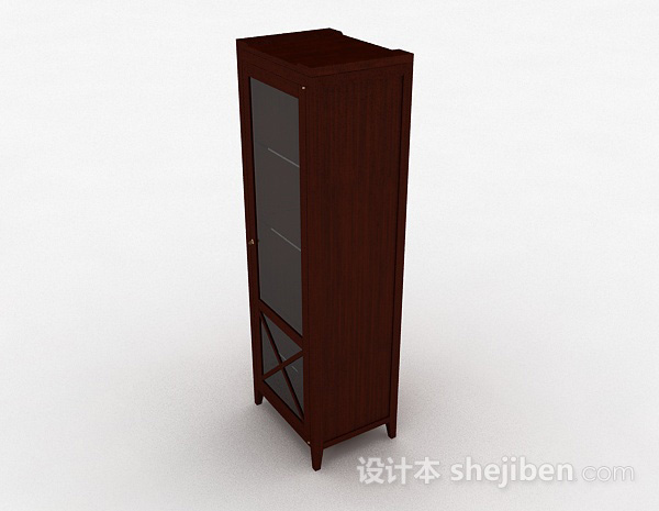 现代风格棕色木质单门衣柜3d模型下载