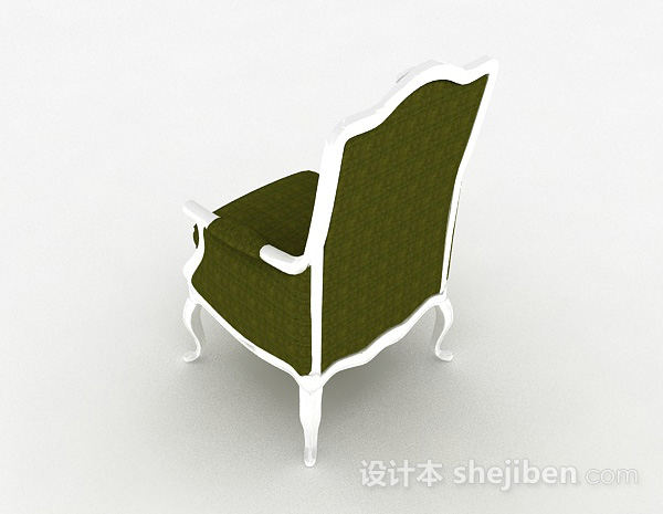 设计本欧式绿色单人沙发3d模型下载