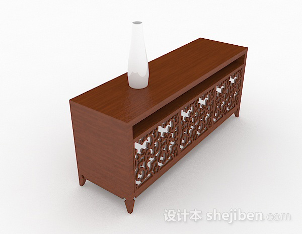 棕色木质厅柜3d模型下载