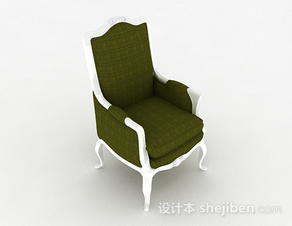 欧式绿色单人沙发3d模型下载