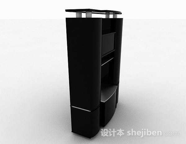 免费黑色电视柜3d模型下载