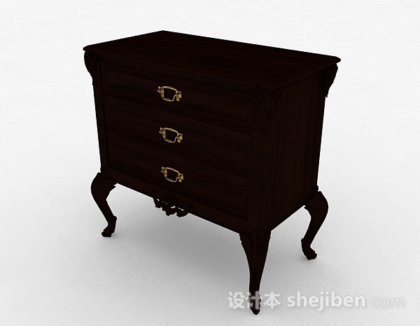欧式风格欧式木质床头柜3d模型下载