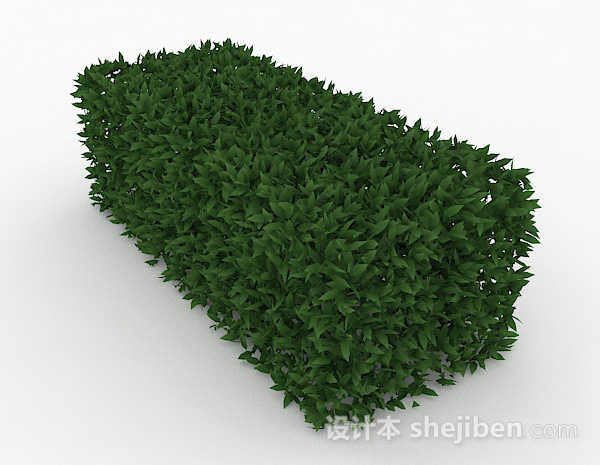 现代风格披针形树叶灌木方形造型3d模型下载