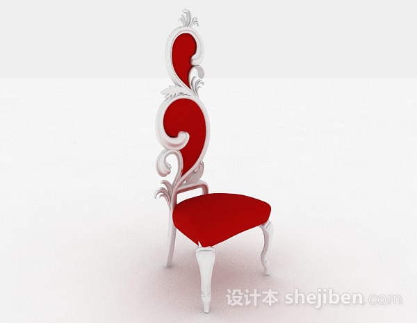 欧式个性红色单人沙发3d模型下载