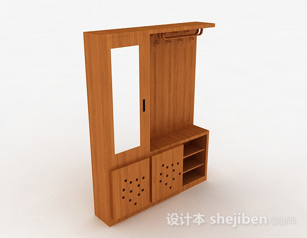 浅木色木质衣柜3d模型下载