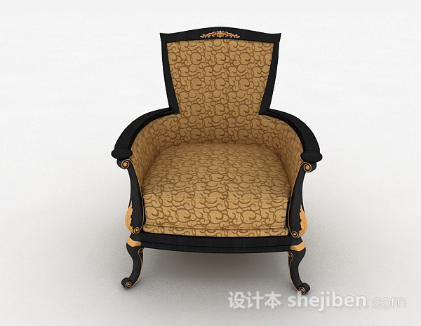 现代风格黄色花纹单人沙发3d模型下载
