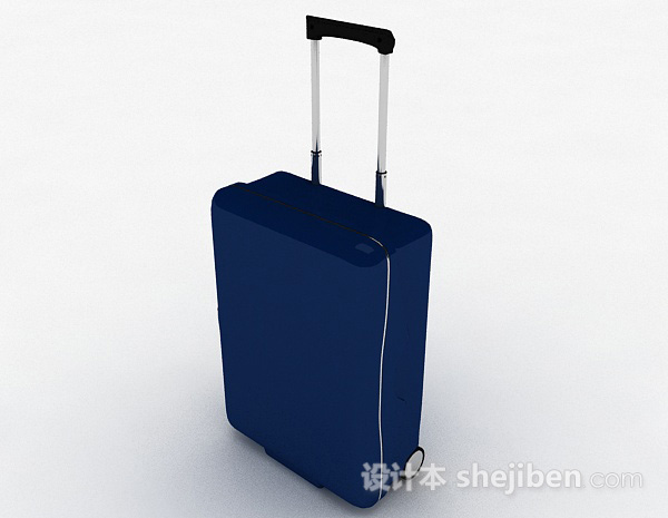 设计本蓝色拉杆行李箱3d模型下载
