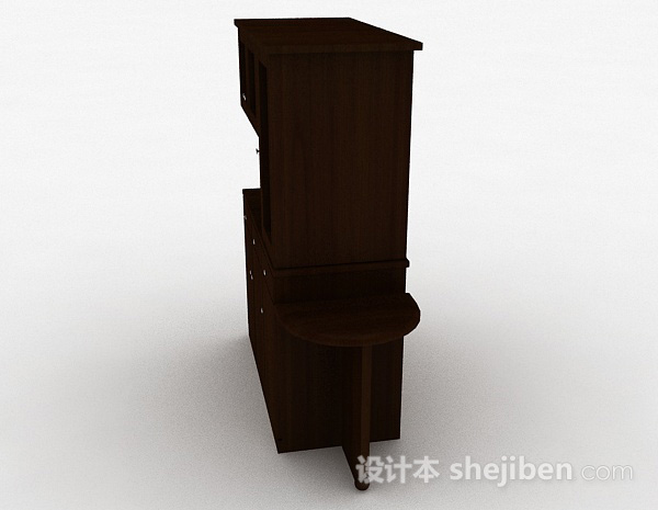 免费棕色木质客厅展示柜3d模型下载