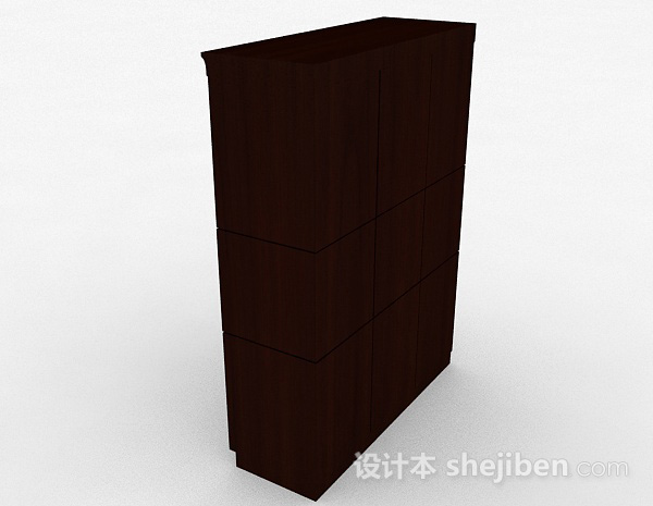 设计本欧式深棕色多门展示柜3d模型下载