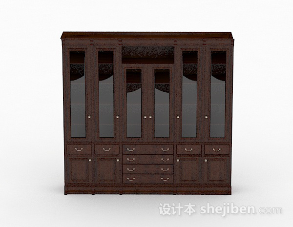 现代风格家居素雅木质书柜3d模型下载