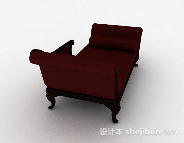 免费欧式红色沙发躺椅3d模型下载