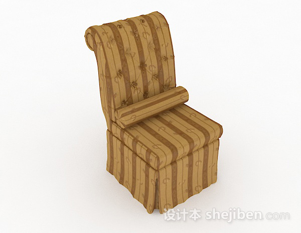 条纹棕色单人沙发3d模型下载