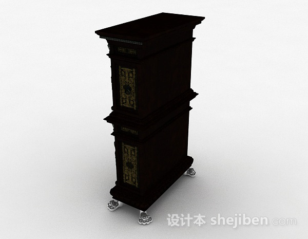 设计本中式双层木质储物柜3d模型下载