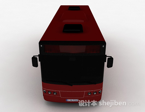 红色巴士车3d模型下载