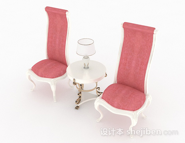 免费欧式粉色家居椅子3d模型下载