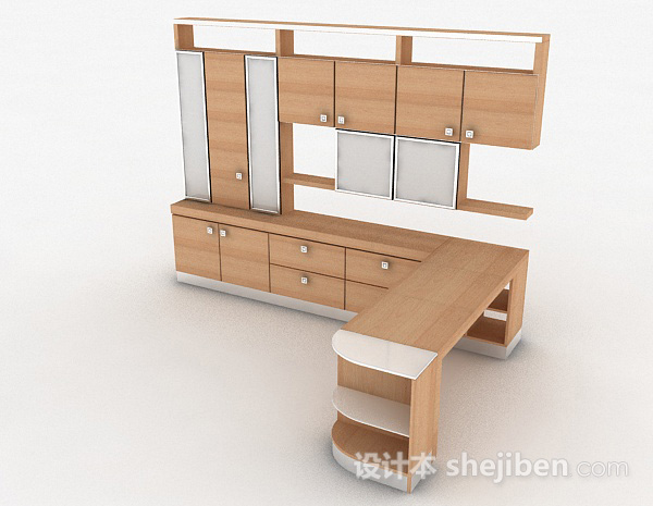 免费家居木质墙柜3d模型下载