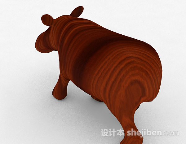 免费木质犀牛雕像摆设品3d模型下载