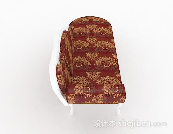 设计本欧式红色多人沙发3d模型下载