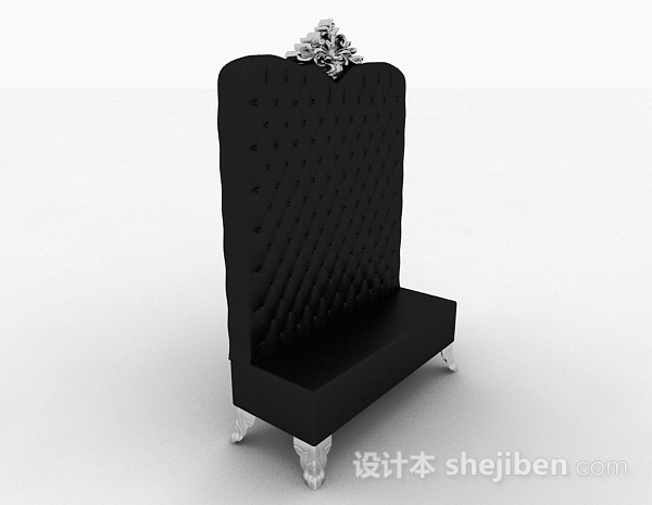 欧式黑色单人沙发3d模型下载