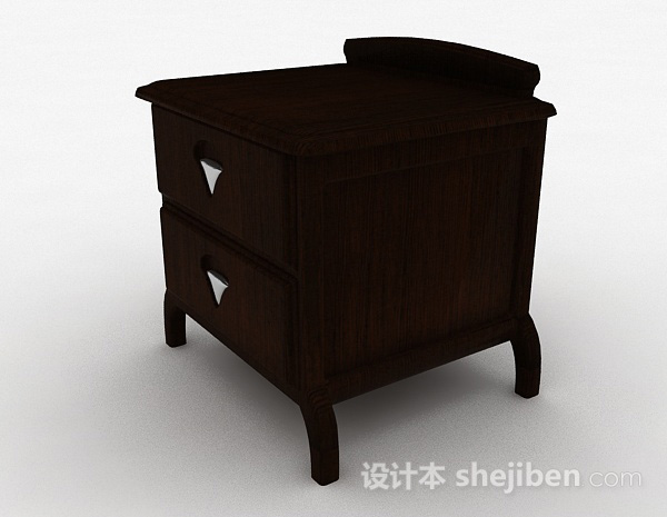 现代风格棕色木质双层床头柜3d模型下载