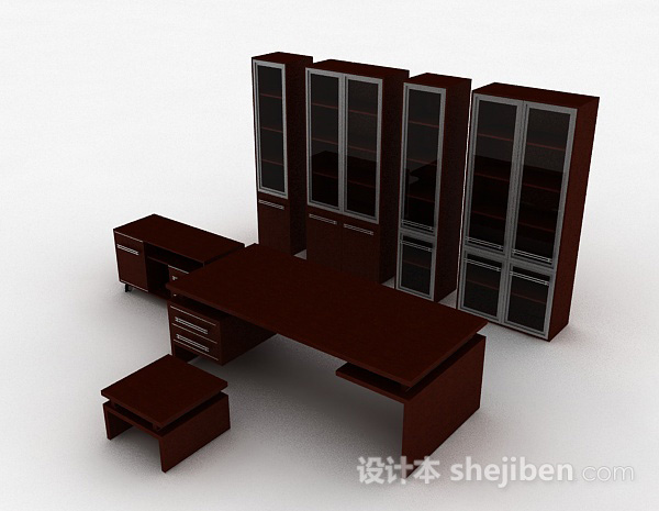 现代风格棕色木质组合家居柜3d模型下载