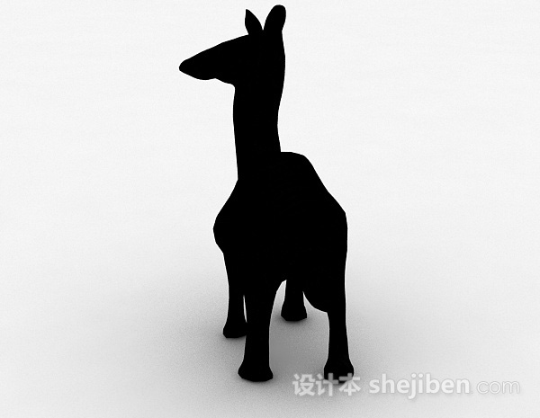 免费黑色羊驼雕刻品摆件3d模型下载