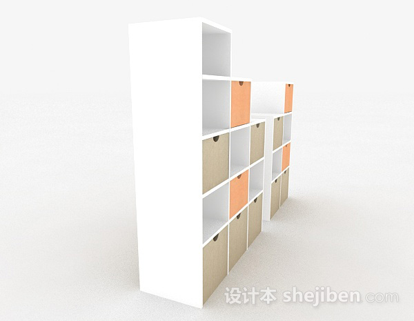 设计本橙色收纳柜3d模型下载