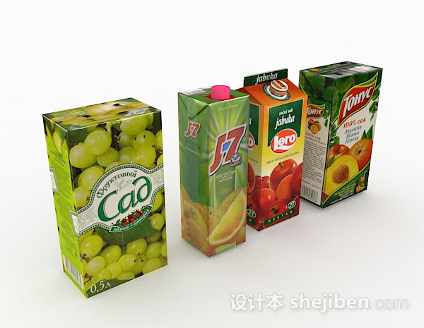 盒装果汁3d模型下载