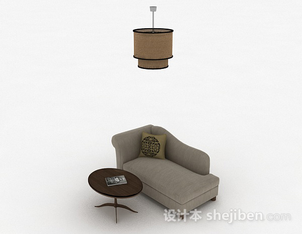 免费灰色布艺单人沙发3d模型下载