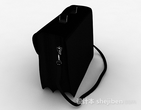 设计本黑色皮质单肩包3d模型下载