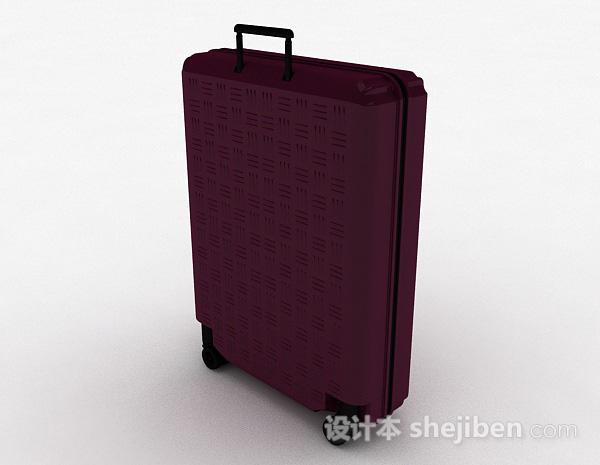 免费紫色拉杆行李箱3d模型下载