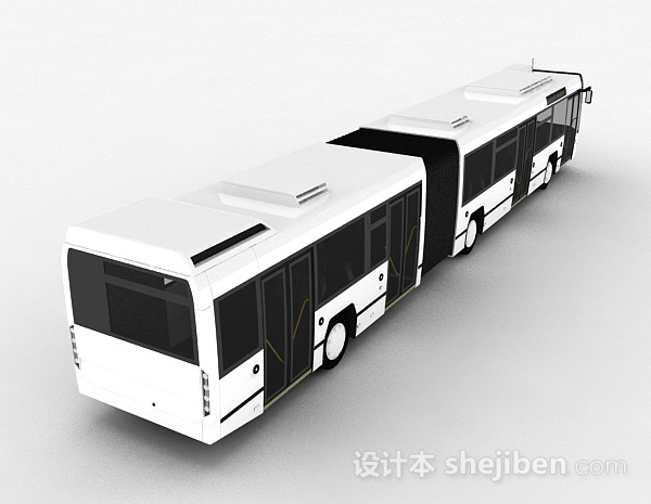 现代风格白色巴士车3d模型下载
