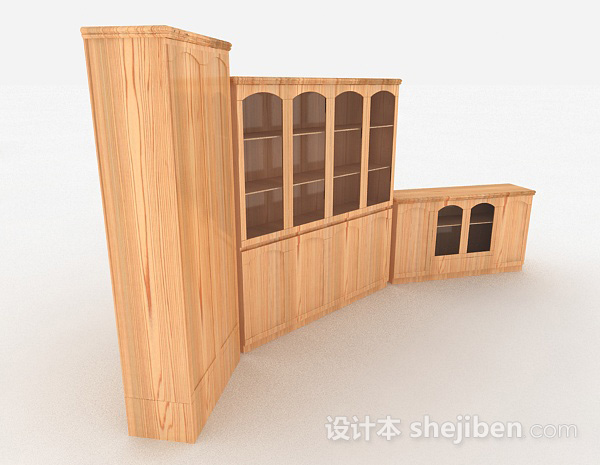 设计本黄色木质家居柜子组合3d模型下载