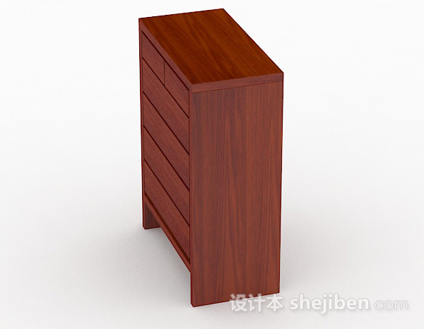 免费棕色木质存储柜3d模型下载