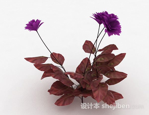 现代风格紫色花3d模型下载
