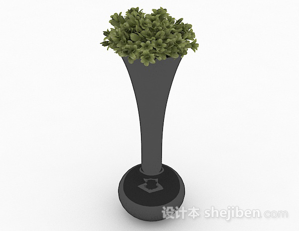 免费黑色喇叭状长颈花瓶3d模型下载