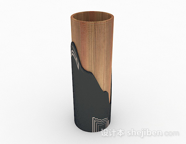 现代风格圆形木质杯子摆设品3d模型下载