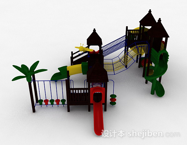 免费棕色木质滑滑梯3d模型下载
