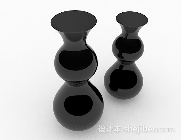 设计本黑色葫芦在陶瓷花瓶3d模型下载