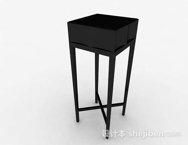 设计本黑色木质花架3d模型下载