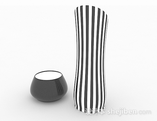 设计本黑白条纹陶瓷摆件3d模型下载