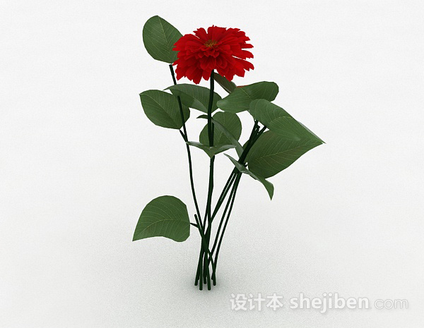 现代风格红色室外花卉植物3d模型下载