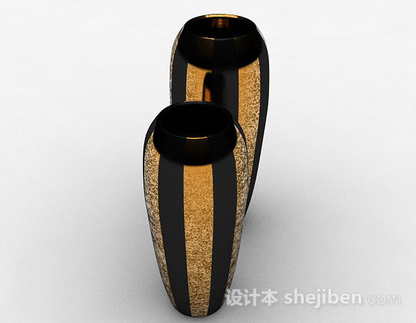 现代风格黑色金属花瓶3d模型下载
