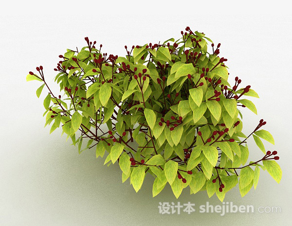 免费浅绿色树叶植物3d模型下载
