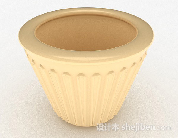 现代风格圆形陶瓷花钵3d模型下载