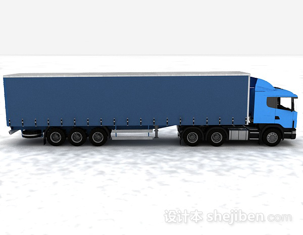 现代风格蓝色大货车3d模型下载