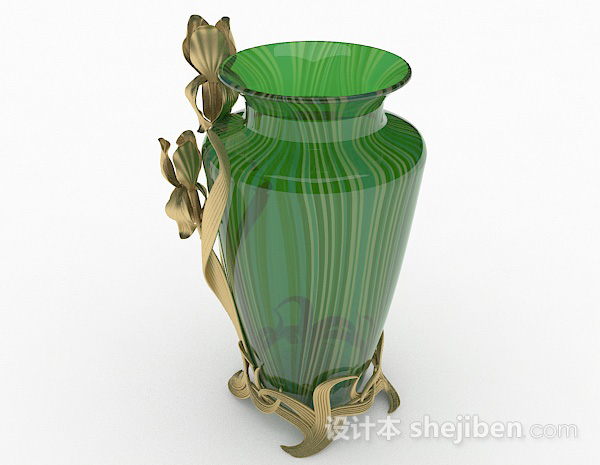 设计本绿色玻璃造型广口瓶3d模型下载