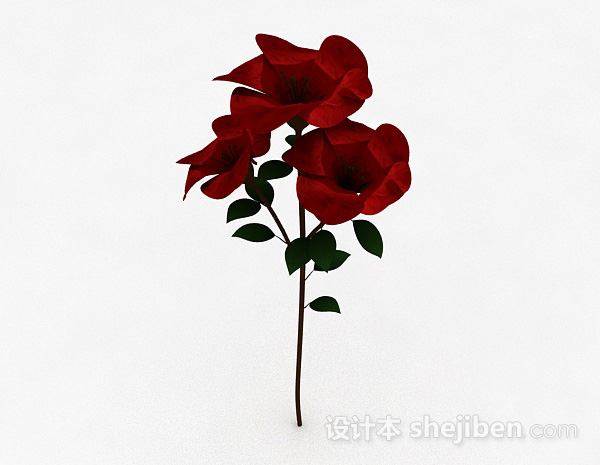 免费红色装饰花卉3d模型下载